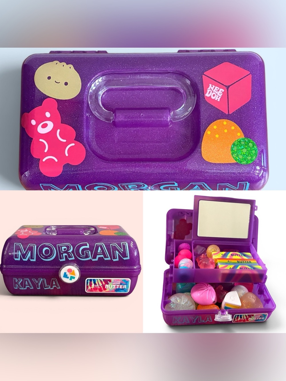 Personalized Nee Doh and Squishie storage caboodle